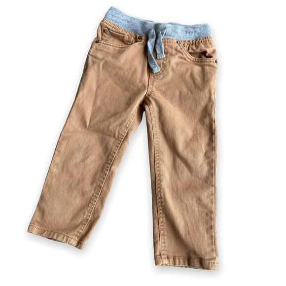 Cat & Jack Boys Jeans Size 2T Skinny Straight Elastic Waist Pull On Brown - Picture 1 of 7